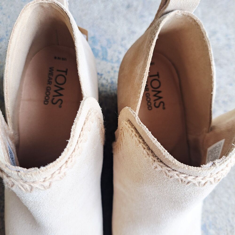 Toms Kaia Oatmeal Suede Wedge Ankle Boots Womens Size 8 Comfort Boho Festival - Picture 8 of 11